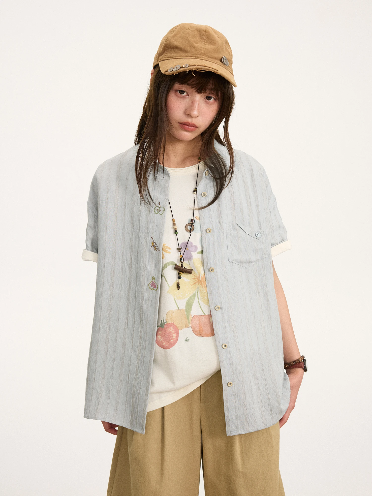 

Повседневная летняя женская рубашка из хлопка и льна с текстурой, в полоску, с баварской вышивкой, винтажная, свободного кроя, с коротким рукавом, на пуговицах