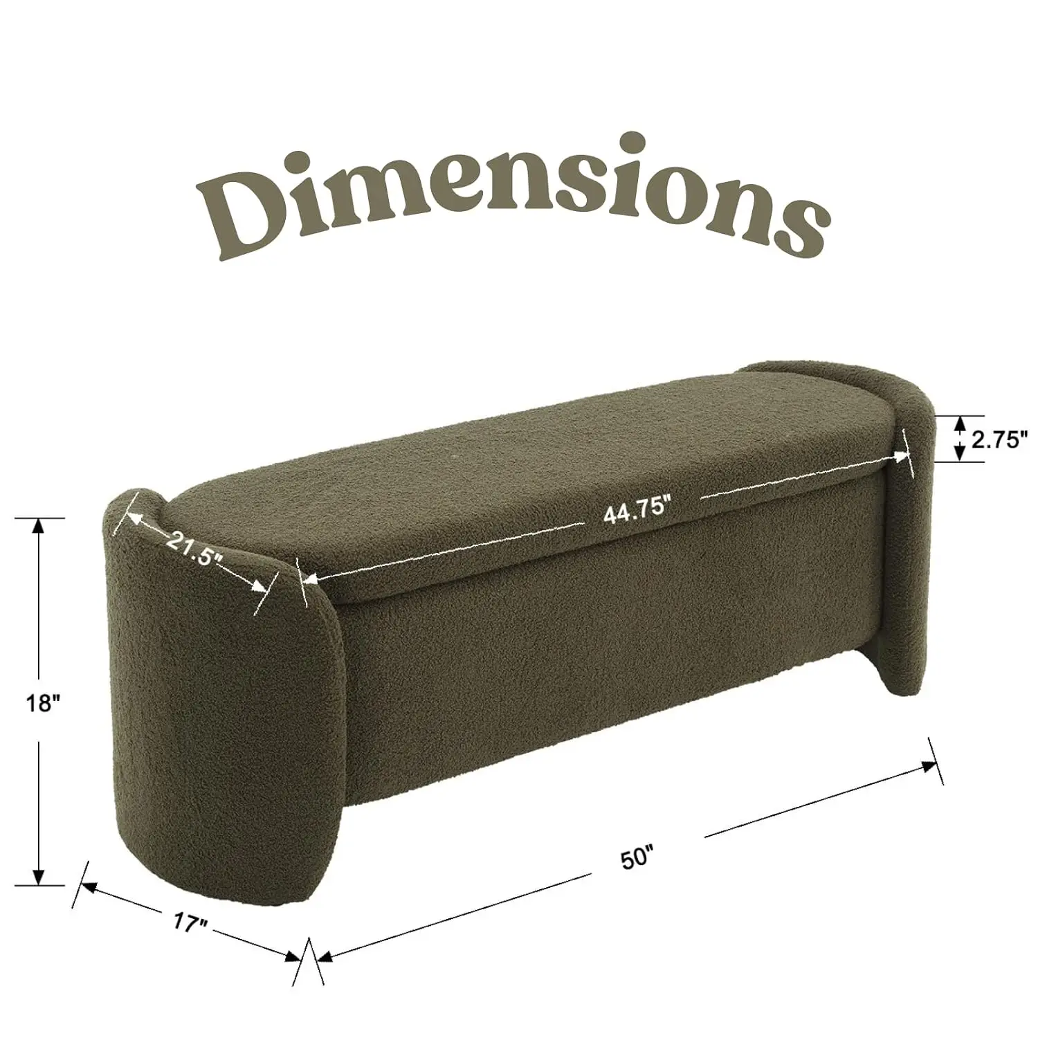 50 inch Storage Ottoman Bench with Lift Top & Large Space, Christmas Tree Green, Customized
