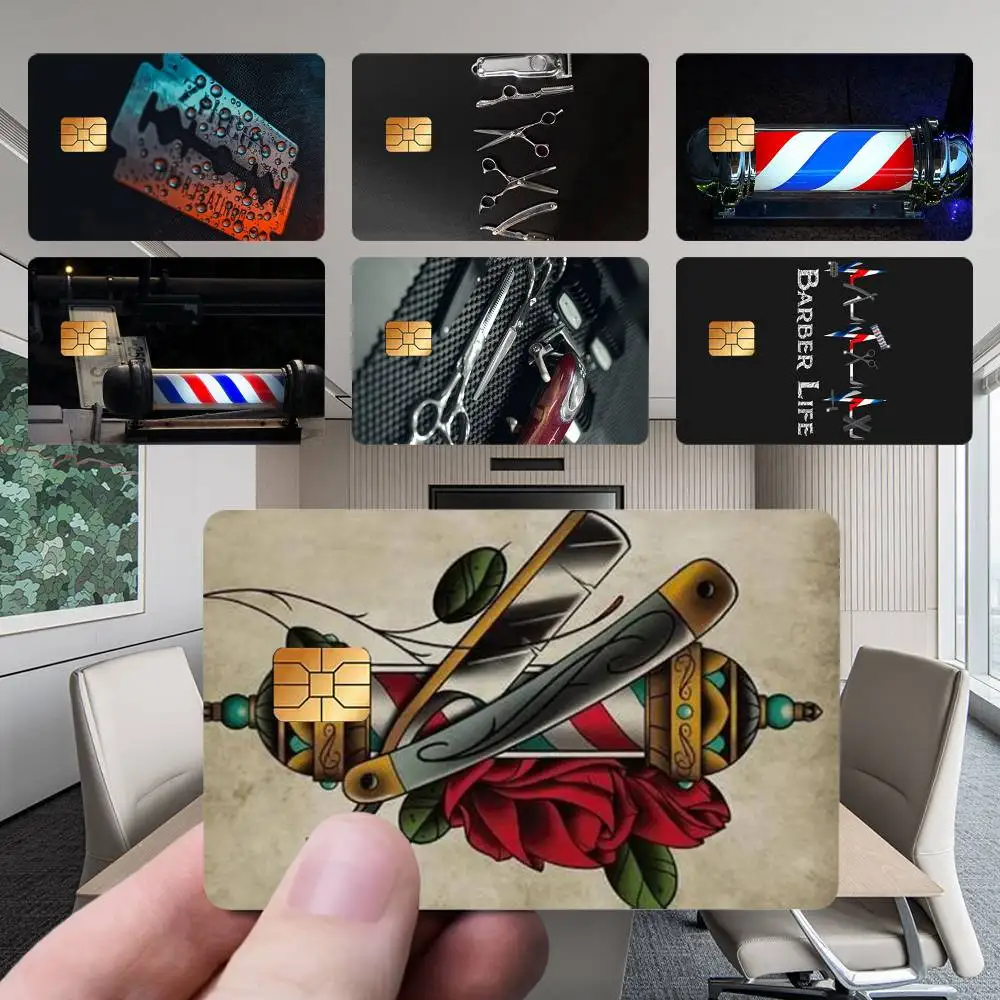 

Barber Hair Tools Card Stickers New Cartoon Card Debit Bank Charge Card Bus Metro Waterproof Sticker Decal Decoration