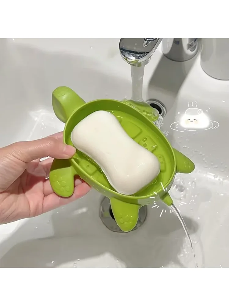 Cute and creative home turtle soap box cartoon turtle storage toiletries, no standing water soap tray holder rack tools