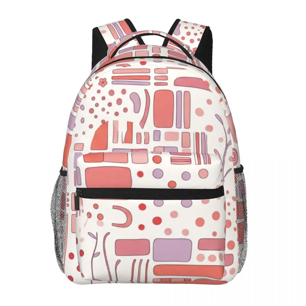 Sweet Student Backpack Allover Polka Dot Dot Checker Rounded Rectangle Minimal Clean Pink W Girls Bookbag for Valentine Birthday