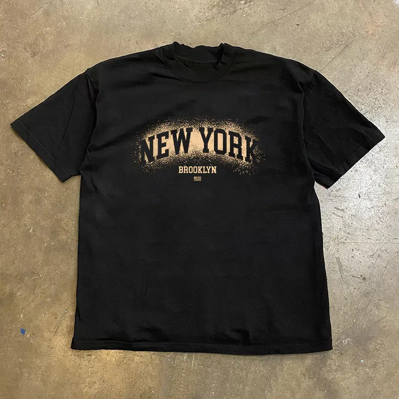 Loose Fit Cotton T-Shirt Short Sleeve Double Thread Pure Cotton American Retro Style Men's Women's Casual Breathable Tee