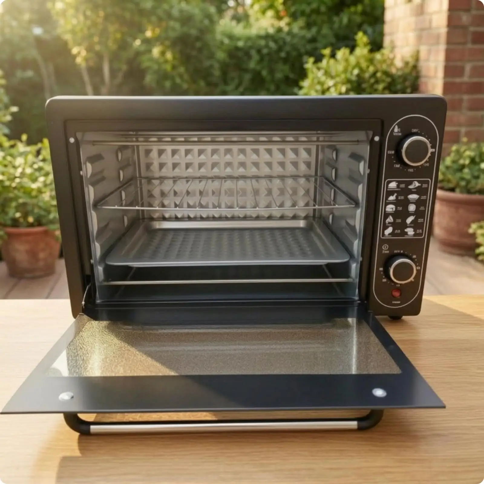 Home Electric Oven with Mechanical Controls Auto Off Function and Glass Door for Roasting and Baking in Kitchen