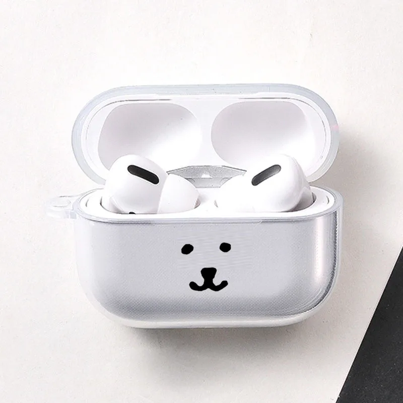Healing Cartoon Creative Bear Kawaii Earphones Case For AirPods 1 2 3 4 Pro / Pro2 Pro3 Transparent Soft Protective Cover