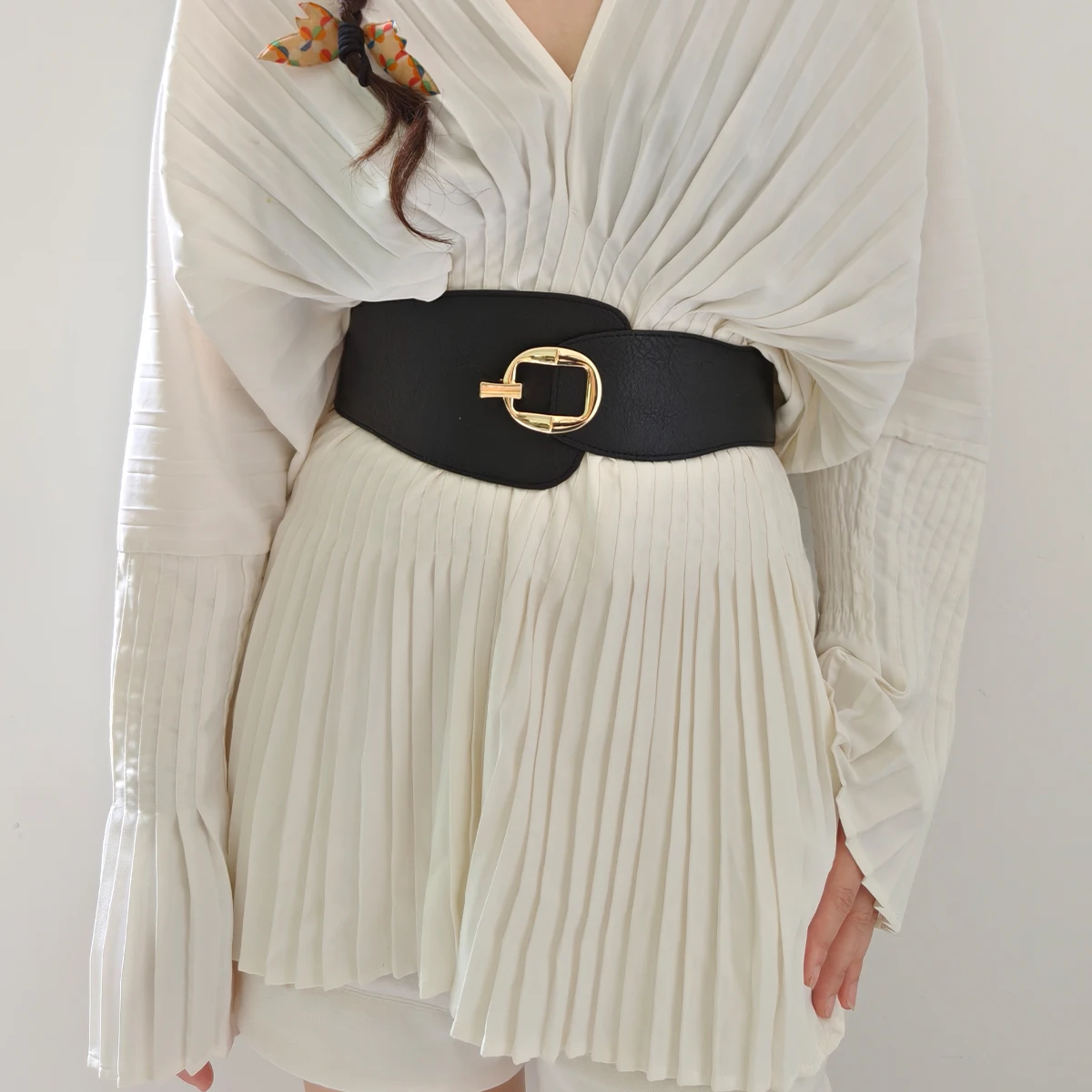 أحزمة مصممة للنساء عالية الجودة مقاس كبير حزام خصر مطاطي مقاس كبير حزام مشد مرن واسع لفستان المعطف #2