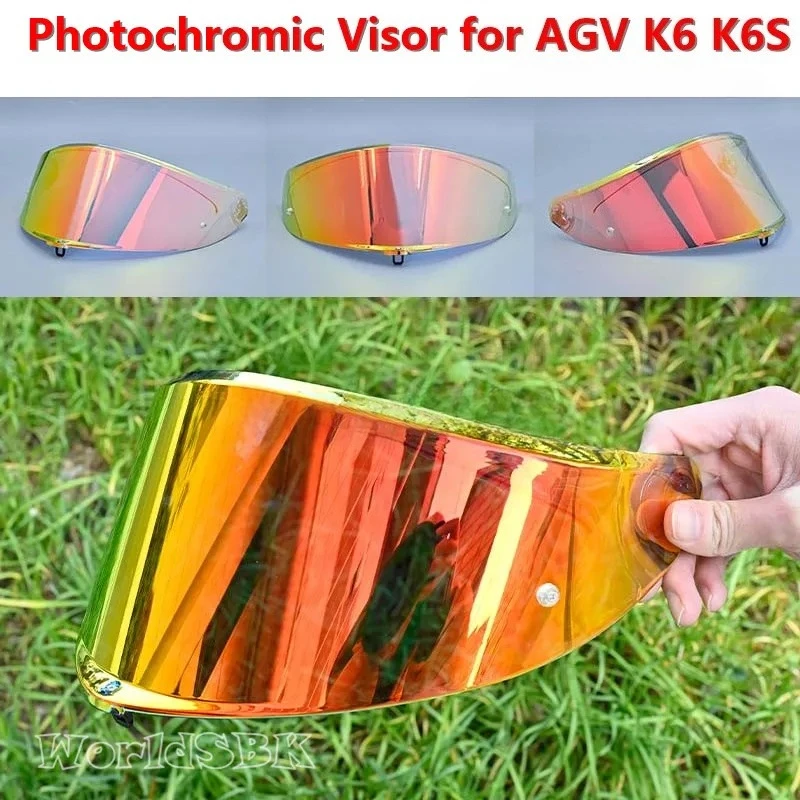 Photochromic Shield Visor Lenses for AGV K6 K6S Visor Full Face Viseira Capacete Racing Helmet Part Capacete De Moto Windshield