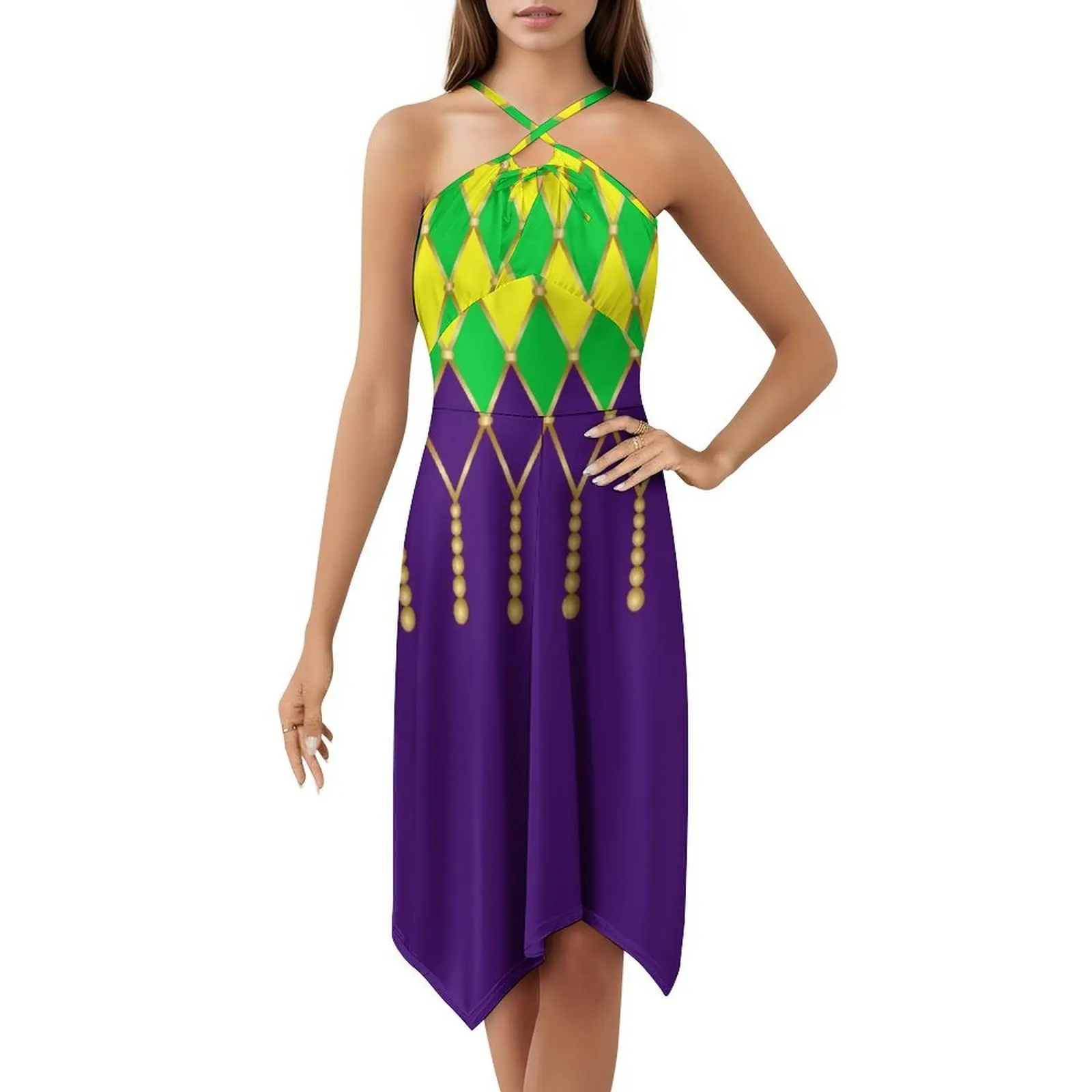 Mardi gras sexy vestido de férias para mulheres praia festa aniversário mini vestido brilhante carnaval geométrico ouro vestido gráfico para meninas