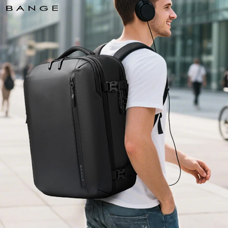BANGE New Arrival Carry on 40L Expandable Built-in Vacuum Compression Pump Men Waterproof Travel Vacuum Compression Backpack