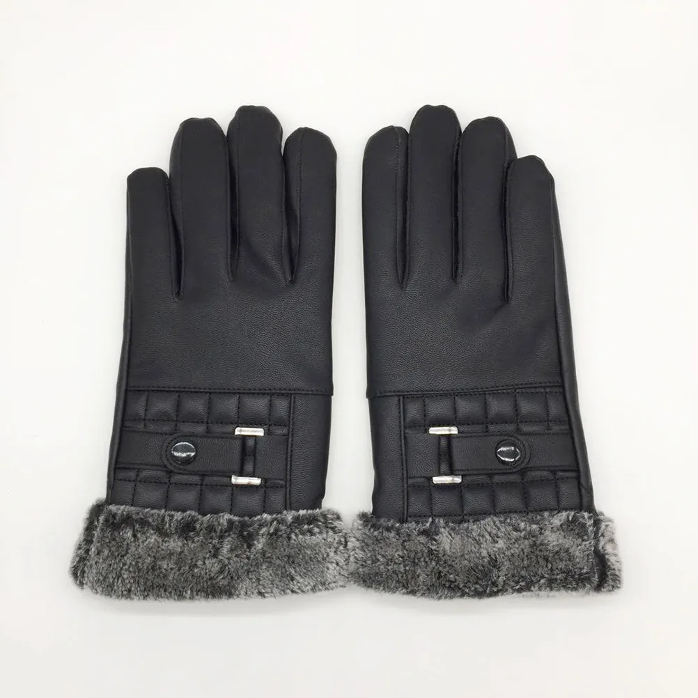 

Ветрозащитные перчатки с сенсорным экраном из ПУ, теплые, для вождения, езды на велосипеде, кемпинга, универсальный размер, черные, мужские, спортивные перчатки для вождения