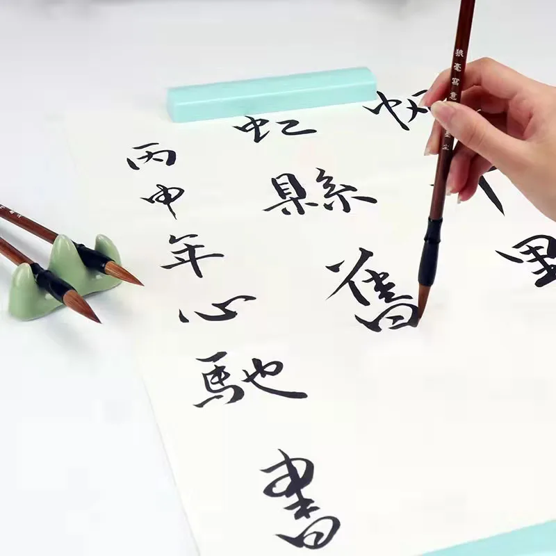 Pinceaux d'écriture en bambou, poils de laine de belette, ensemble de pinceaux de calligraphie traditionnelle chinoise pour peinture, dessin, Couplets de Festival, 3 pièces