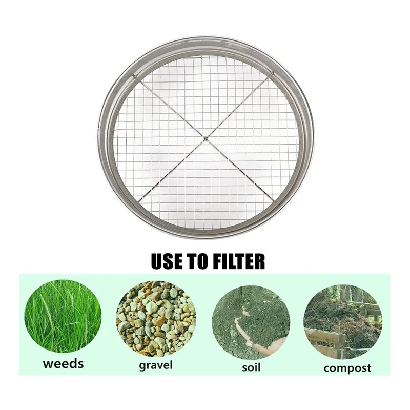 Garden Potting Mesh Sieve Sifting Pan - Stainless Steel Mix Soil Filter 4 Sieve Mesh Filter(1/8In,1/4In,3/8In,And 1/2In)