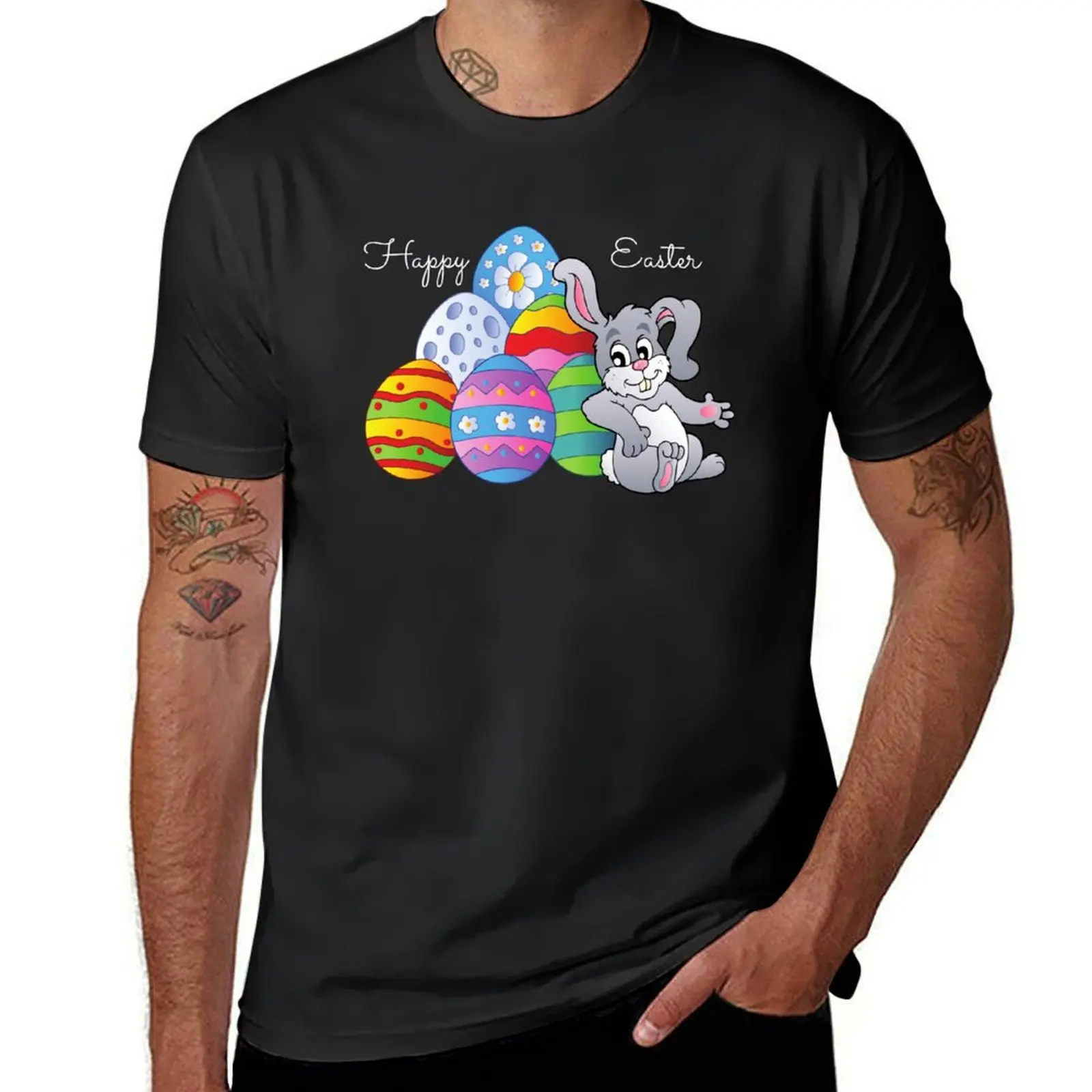 Happy Sweet Easter Candy Love and kisses, and funny bunny T-Shirt animal prinfor boys plain Men's t-shirt