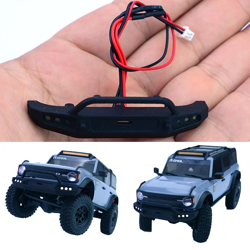 

For 1/30 RC Crawler Car SCX30 Bronco LED Front Bumper with Lights Accessories