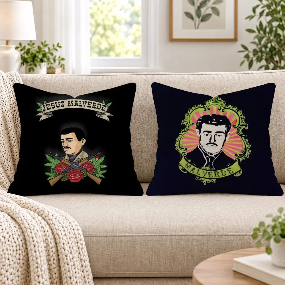 J-Jesus Malverde Cushion Cover Short Plush Double-Sided Printing Sofa Bedroom Pillow Case Aesthetic Home Decor