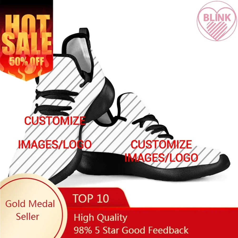 

Custom Shoes Customized Picture Logo Women Mesh Knit Sneakers Casual Lace Up Flats Ladies Breathable Fashion Light Shoes DIY