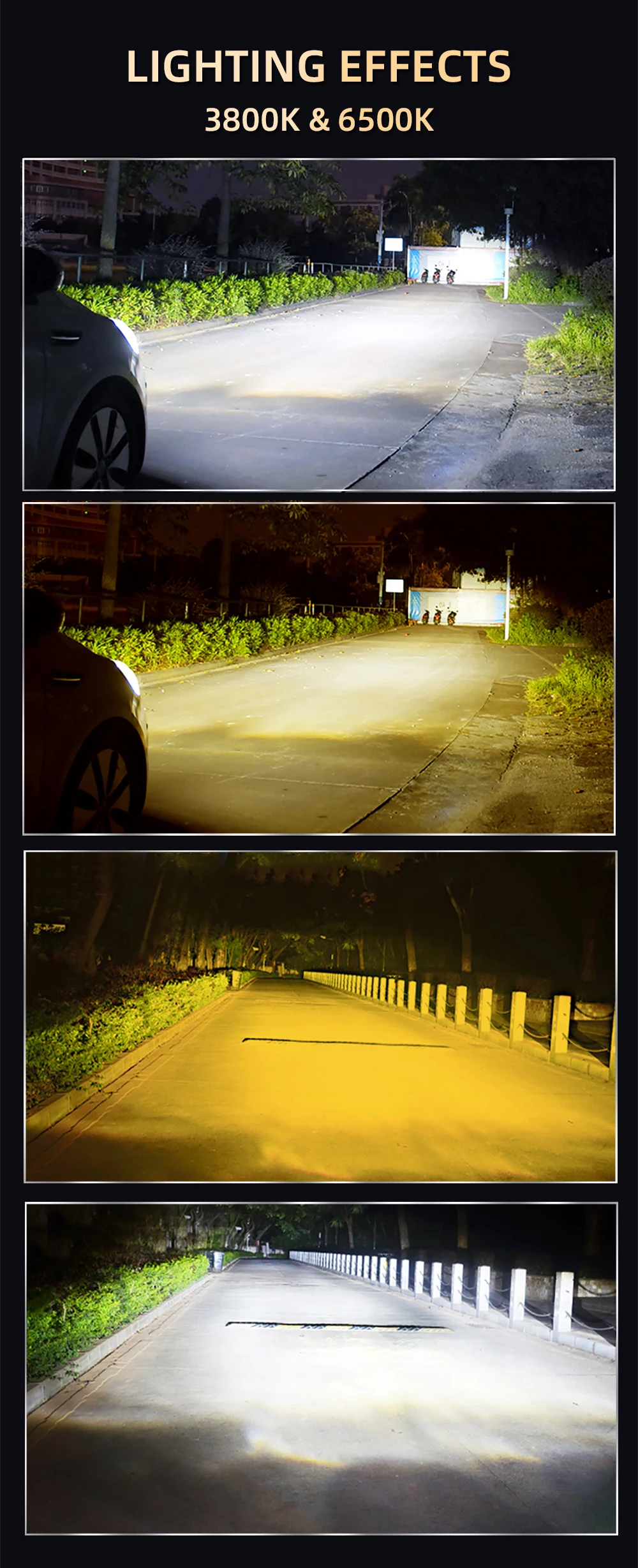 2PCS H16JP Dual Color Car LED Headlight Bulbs H8 H9 H11 Auto Yellow and White 2-color Changing Headlight Fog LED Lights