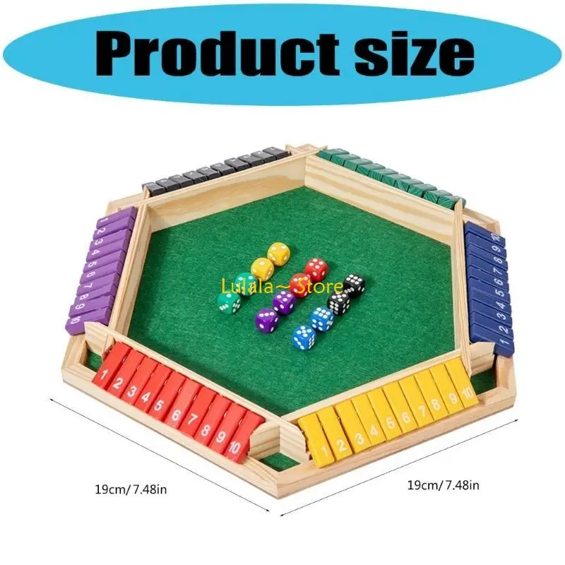 Y4QA Shut The Box Game For 6 Player Compact Design For Travel Entertainment