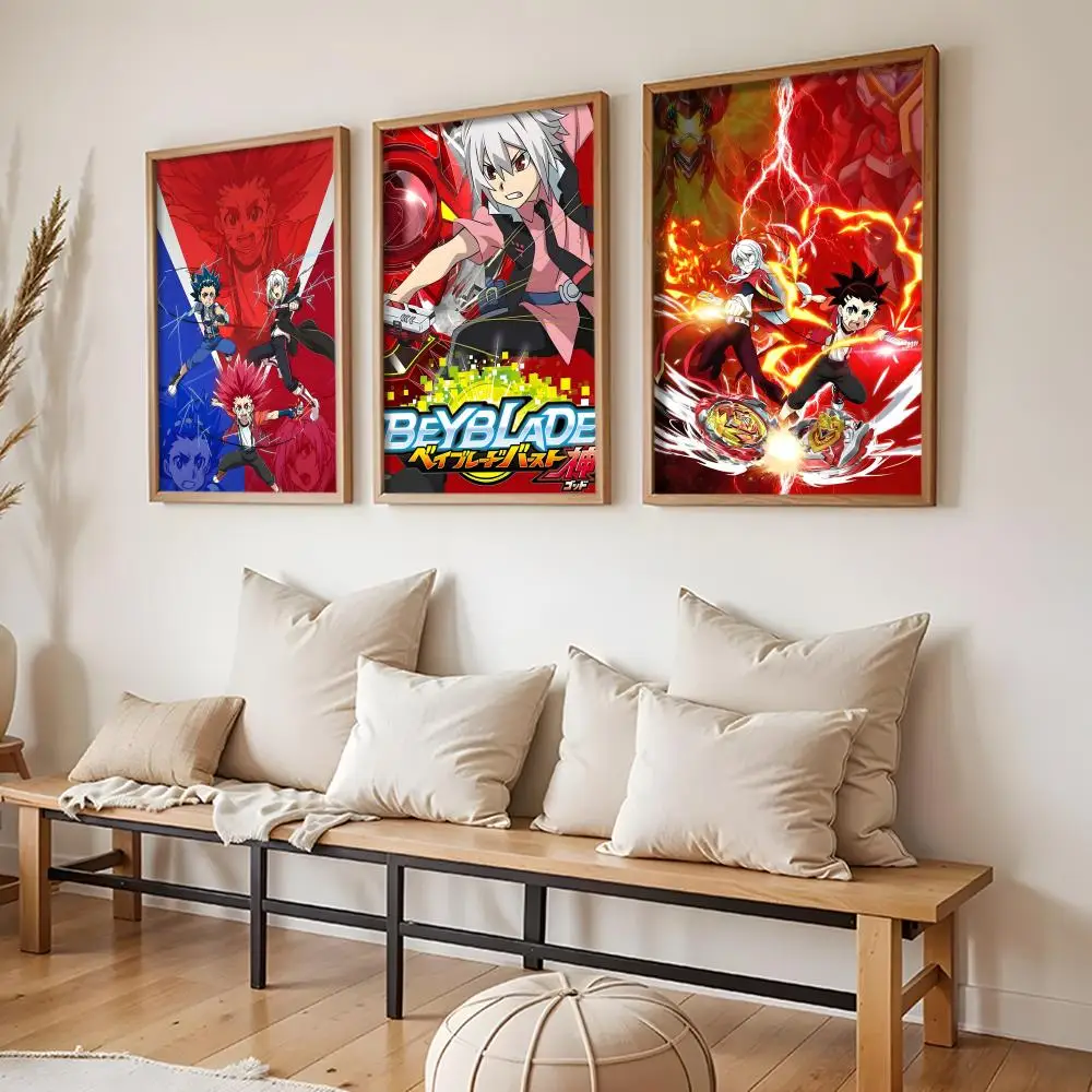 B-Beyblade B-Burst Turbo Poster Stickers HD Painting Self-Adhesive Art for Bedroom Living Room Decor Modern Wall Decals Gift