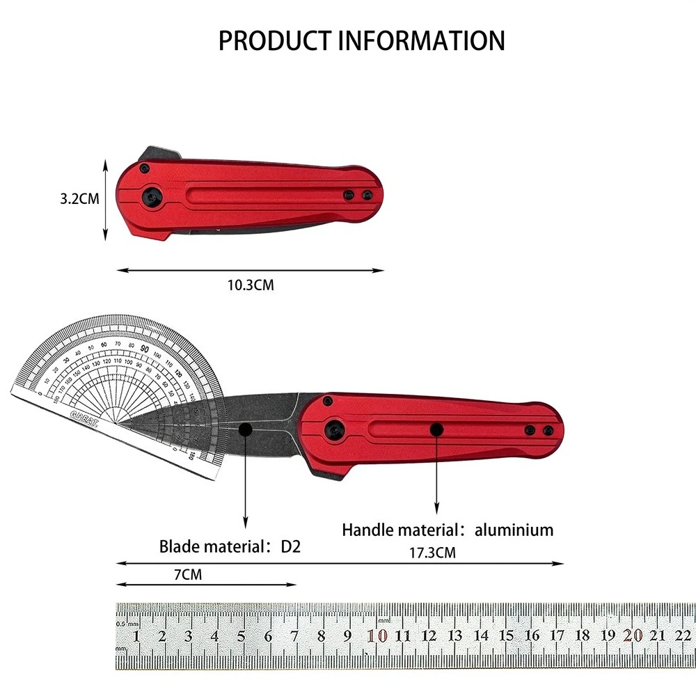 2025 نمط جديد للدفاع عن النفس سليم جيب سكين للفرد D2 شفرة مقبض ألمونيوم في الهواء الطلق التخييم Hinking الصيد أدوات الصيد