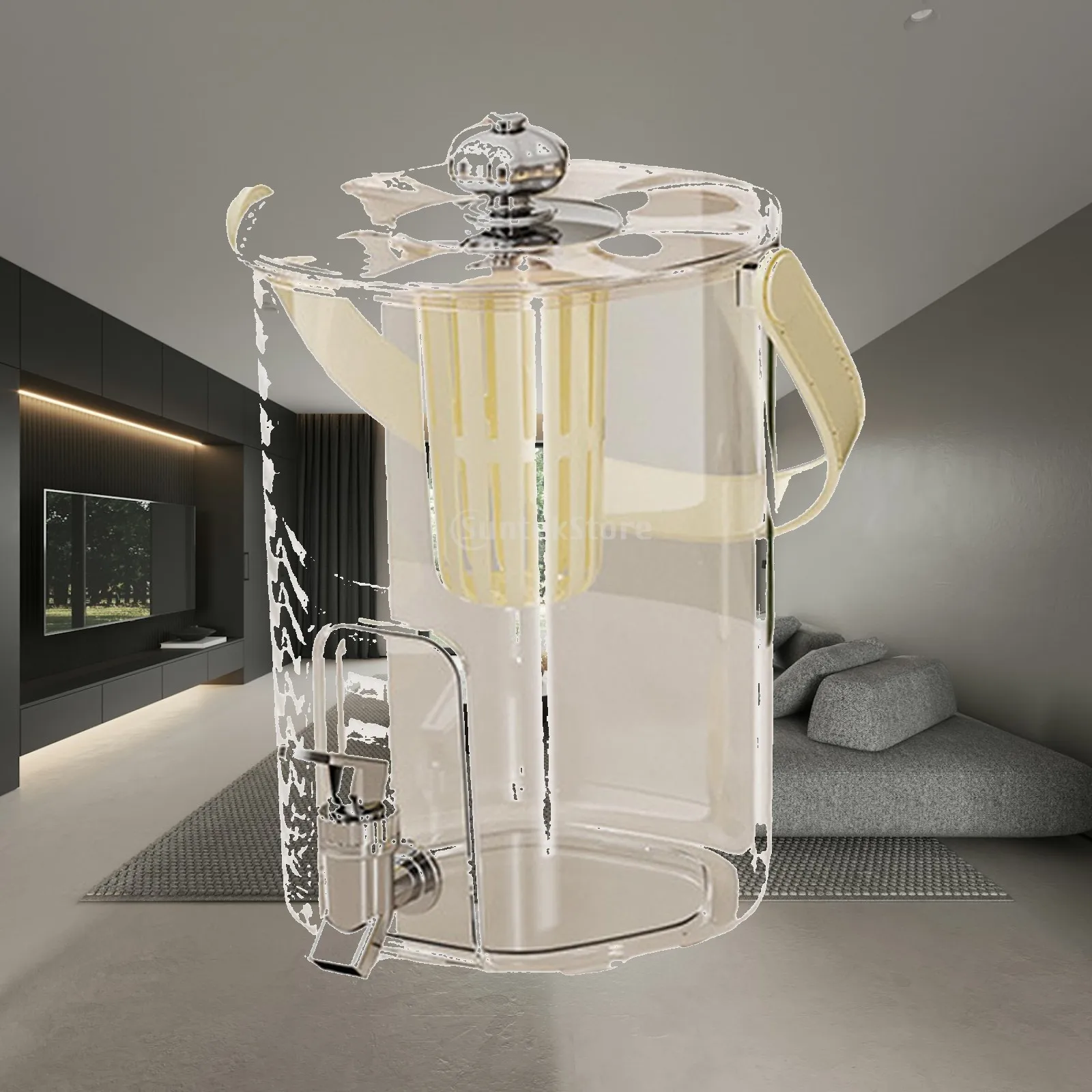 PET PP Cold Drink Dispenser with Convenient Faucet Large Water Pitcher and Fruit Infuser for Cold Beverage
