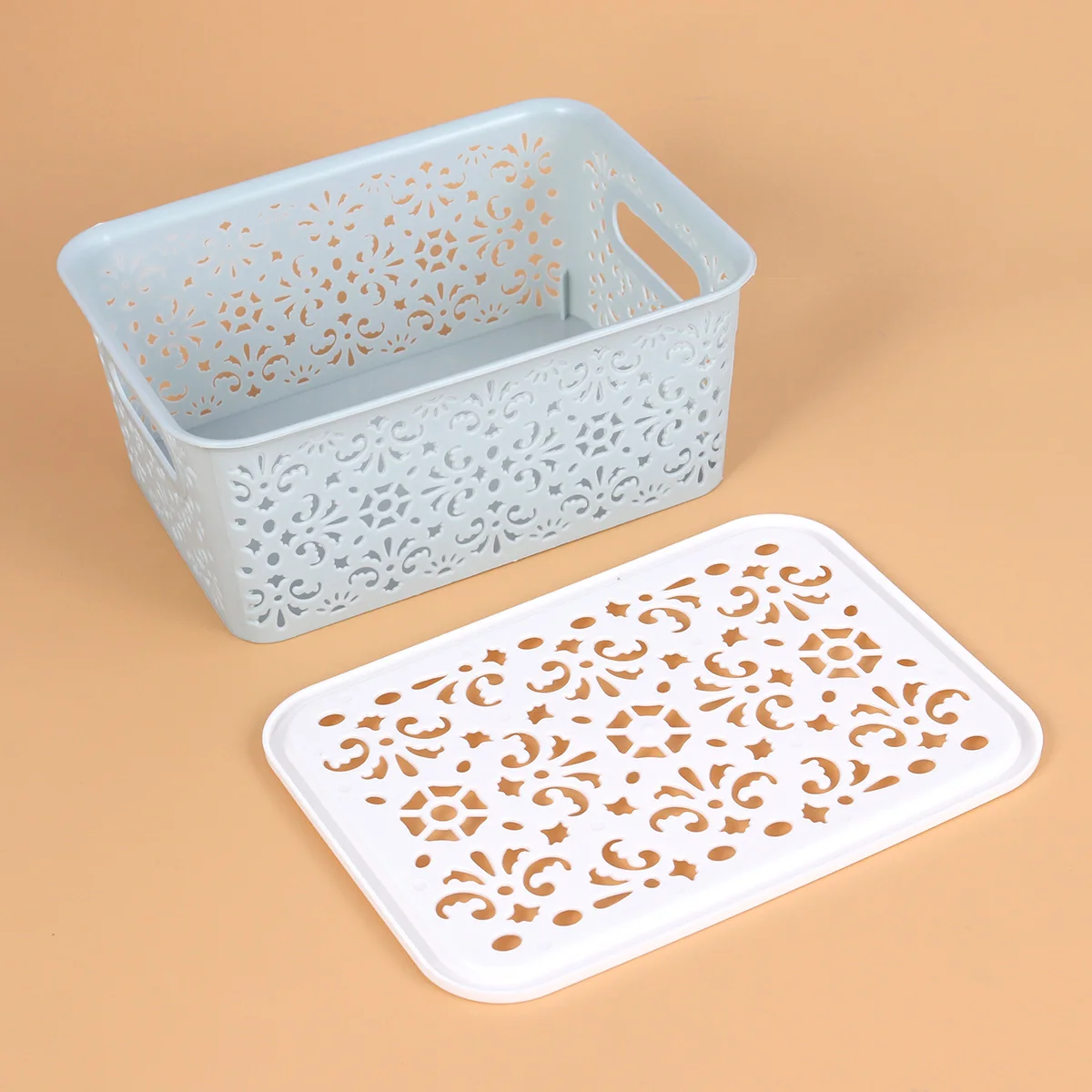 

Cosmetics Organiser Underwear Storage Box Basket Cube Bin Hollow Out Baskets with Lids