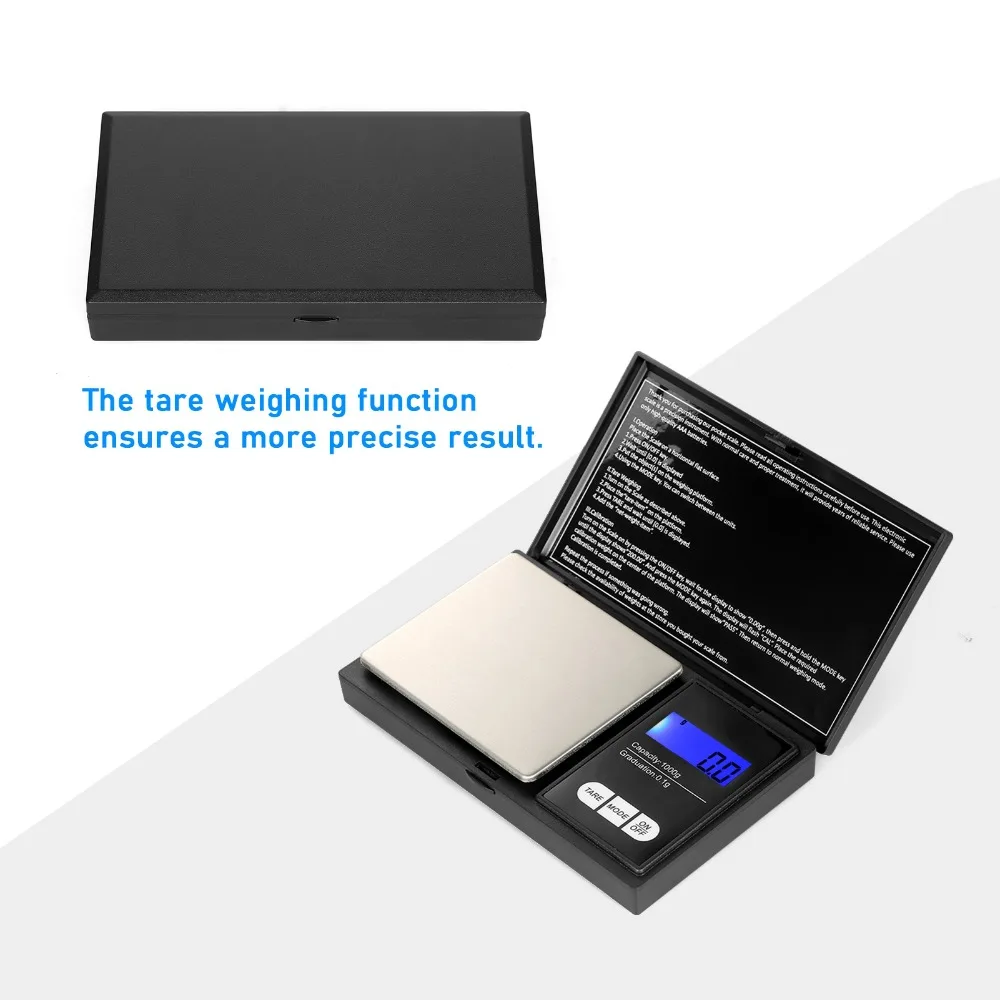 ABS Digital Pocket Scale Backlight Display High Precision Jewelry Gold Scale Portable 7 Units Convertible Mini Balance Scale