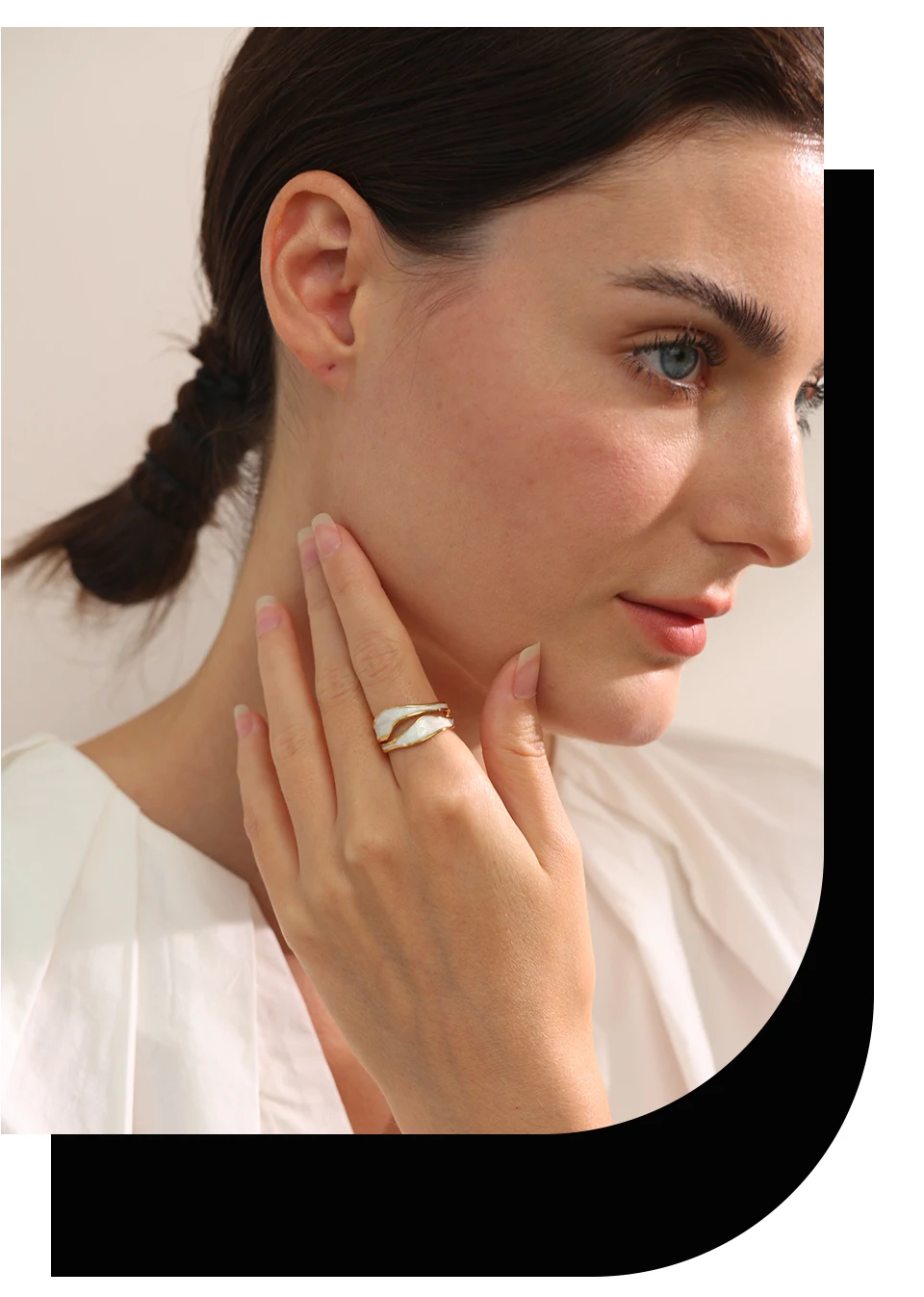 Yhpup Fashion White Enamel Creative Irregular 316 Stainless Steel Open Ring Waterproof Women Jewelry Stylish Charm Bijoux New