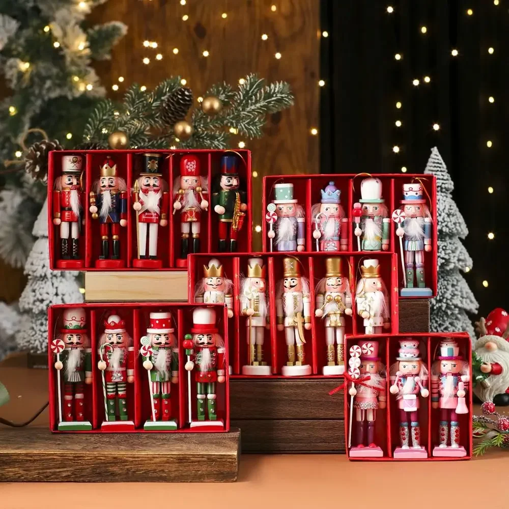 Portable Figurines Nutcracker Puppet Painted Creative Soldier Puppet Pendant Colorful Nutcracker Doll Gift Christmas Decorations