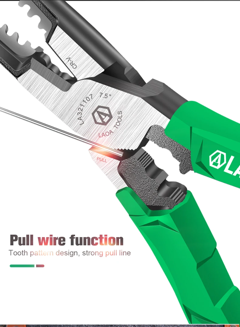 LAOA Professional CRV Multifunktions-Drahtschneider, lange Nase/Diagonalzange für Elektriker mit Abisolierzange – Detail 13