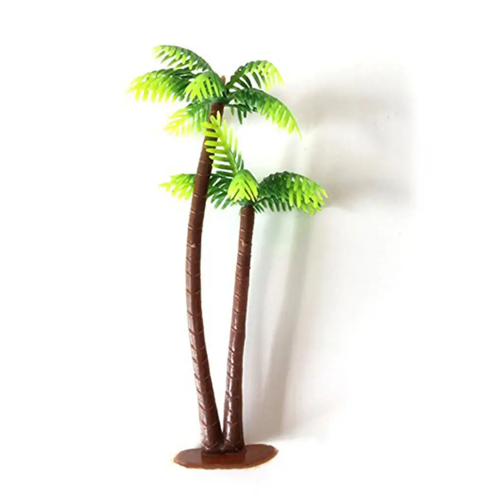 16Pcs Same Height Coconut Trees Realistic Trunk Green Leaves Tropical Park Street Diorama Miniature Landscape Scenery