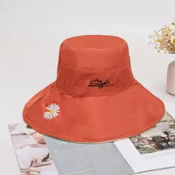 Women's Daisy Embroidery Bucket Hat Summer Double-sided Women Big-brimmed Fashion Panama Hat Sun Protection Fisherman Hat Bob