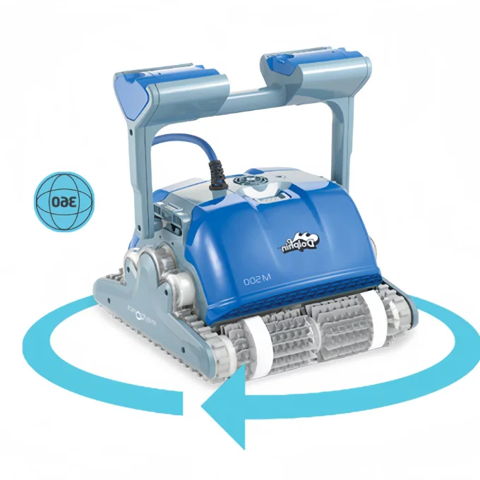 M500 Robotic Pool Vacuum Cleaner With Remote Control and Caddy- Wall Climbing Capability