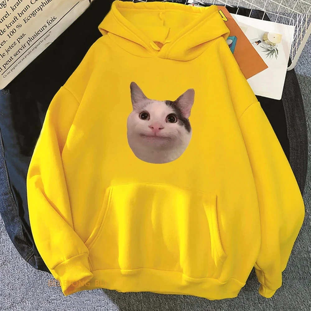 Meme Katzen Hoodies Casual Kawaii Grafik Druck Sweatshirts Frauen Bequeme Fleece Weiche Langarm Mädchen Hoodies Kleidung