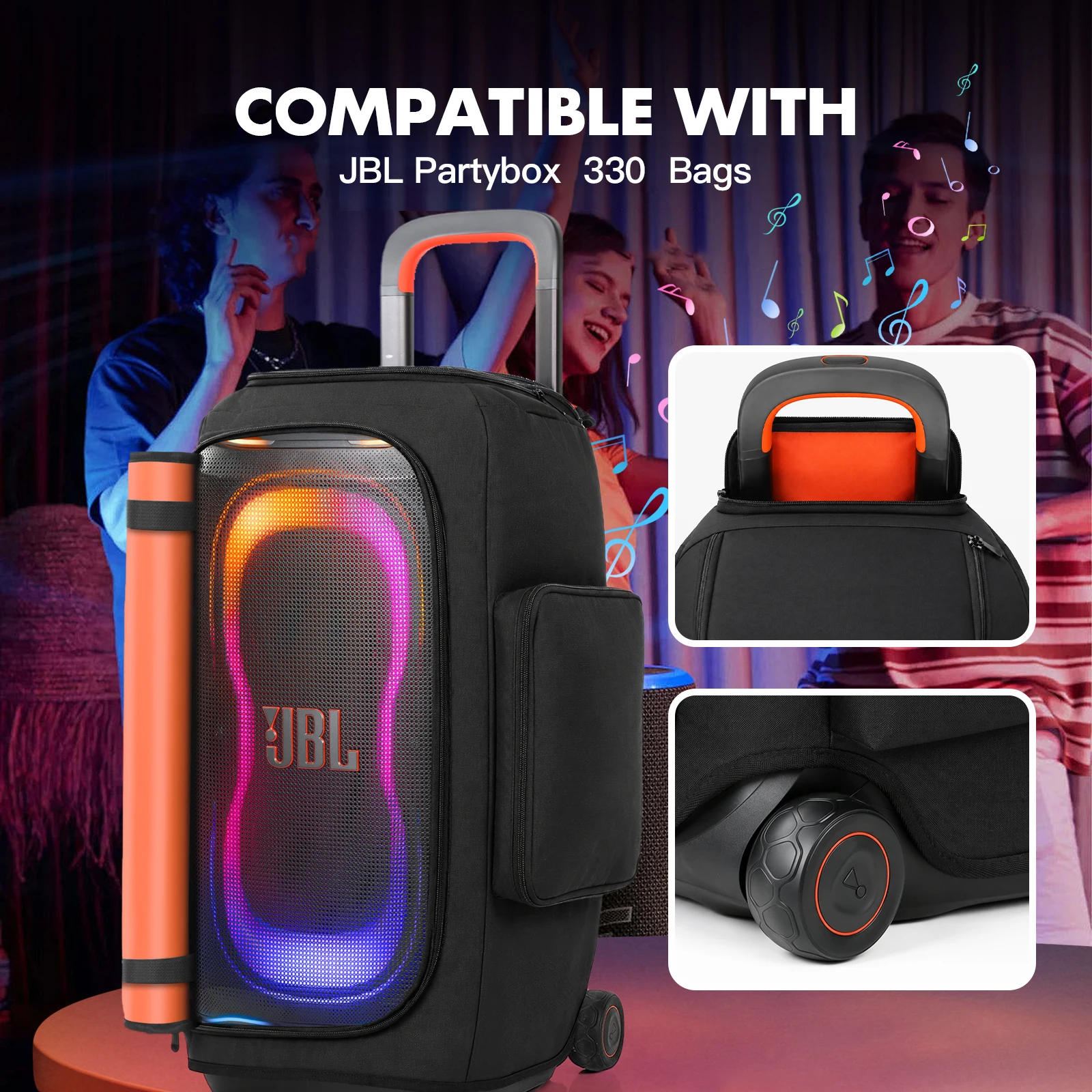 Tragbare Aufbewahrungstasche für JBL PartyBox 120 130 330 Lautsprecher, Schalldurchlässige Taschen PARTYBOX 130 330 Outdoor-Reise-Schutzetui – Detail 4