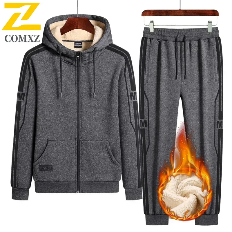 

Большие размеры 9xl, зимние мужские спортивные костюмы, флисовый спортивный костюм, куртка на молнии + брюки, теплые спортивные комплекты, толстый спортивный костюм с капюшоном большого размера