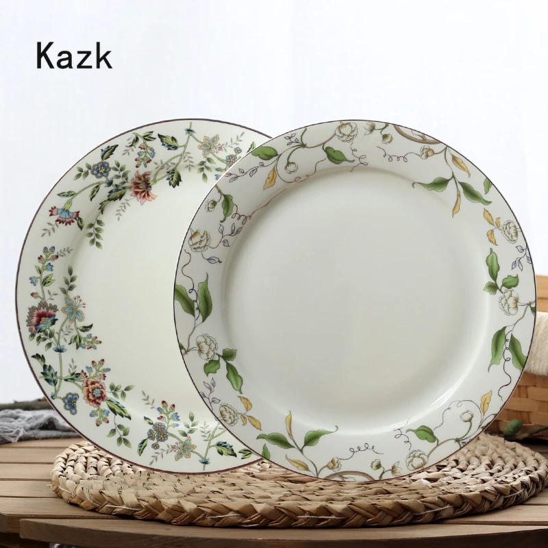 

Light Luxury Flower and Plant Ceramic Plate Creative Home Dining Table Decor Steak Dinner Plate Dessert Dishes Western Tableware