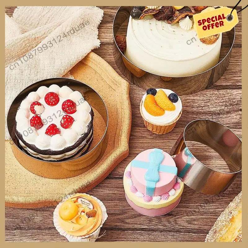 

A75T Round Cake Ring Set 4/6/8/10 Inch Biscuit Cutter Circle Cookie Cutters Cake Mold Stainless Steel Pastry Ring For Baking