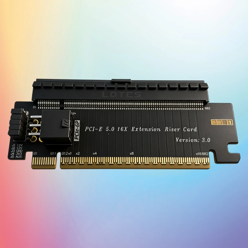 PCIe5.0 x16 Riser Card PCI-E 5.0 16X Vertical Height Extension Adapter 64GB/s Bandwidth PCIe 6P Power Port For GPU Graphics Card