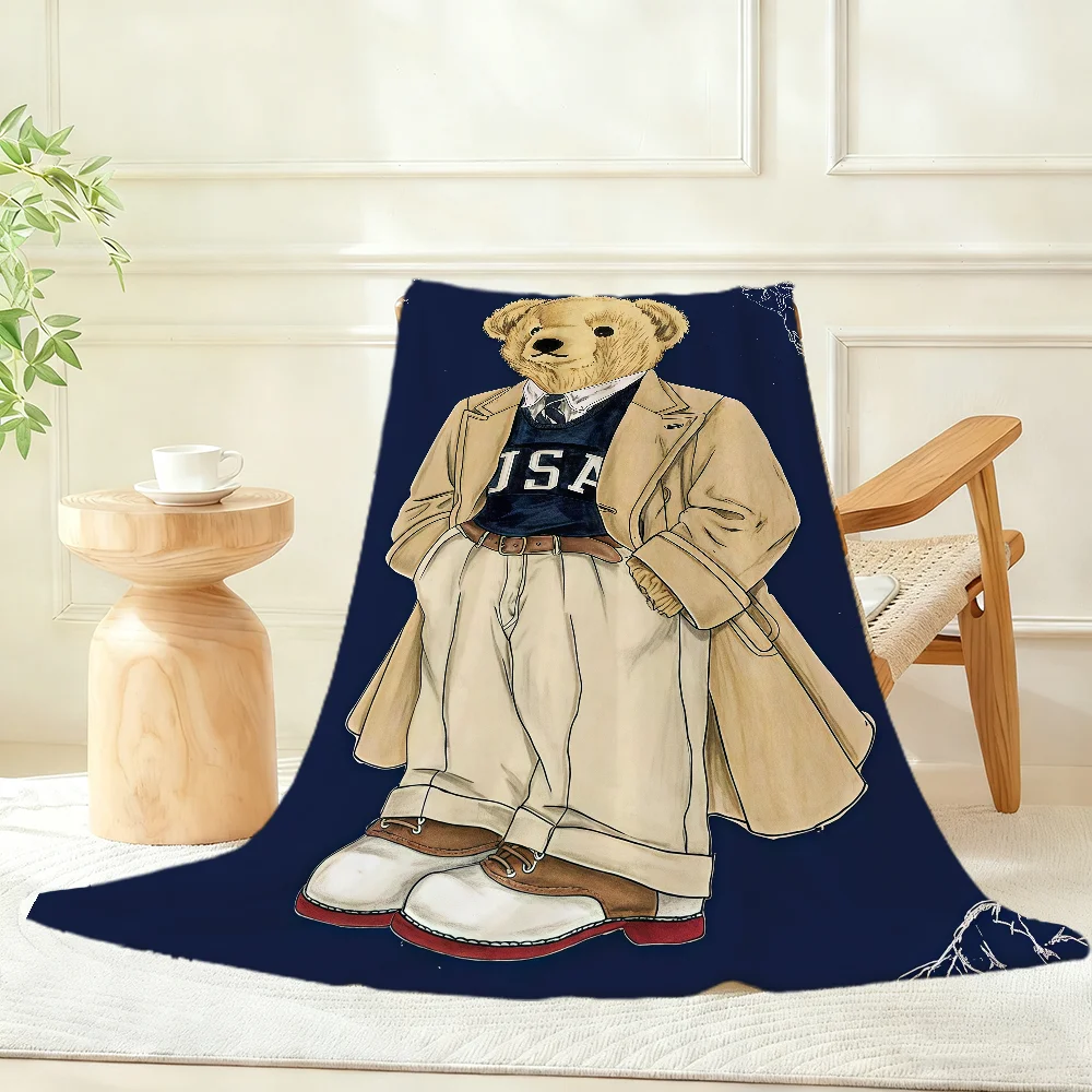 Cute Bear Blanket Throw Super Cosy Plush Living Room Sofa Couch Childish Birthday Gifts