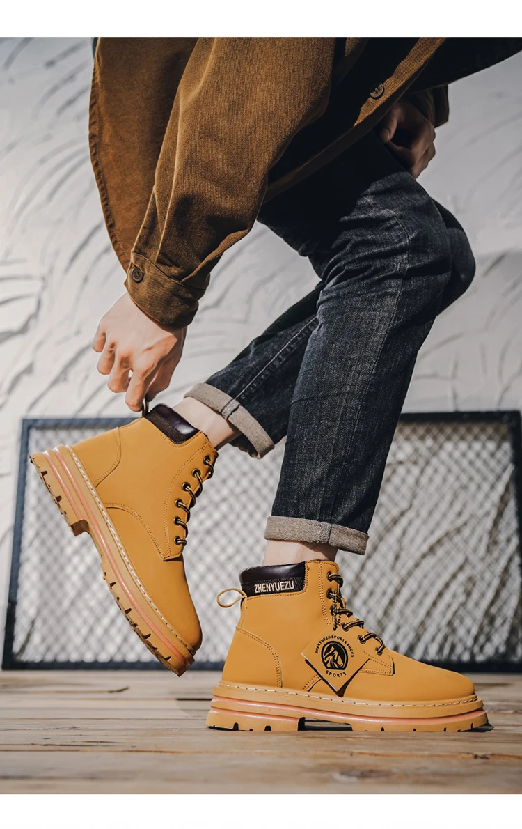 Modische Herren-High-Top-Stiefel, weiches Komfortfutter, verschleißfeste Sohle, ideal für Outdoor-Sport und Wandern. – Detail 17