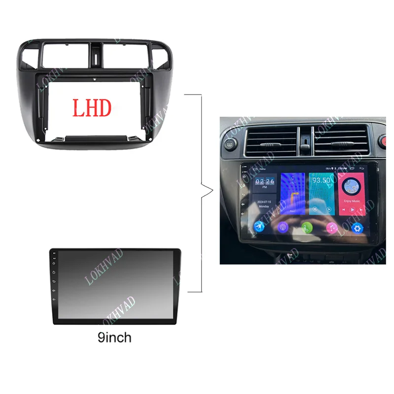 Car Fascia Radio Panel for Honda Civic 1995-2001 Dash Kit Install Adapter Facia Console Bezel Plate Trim Cover