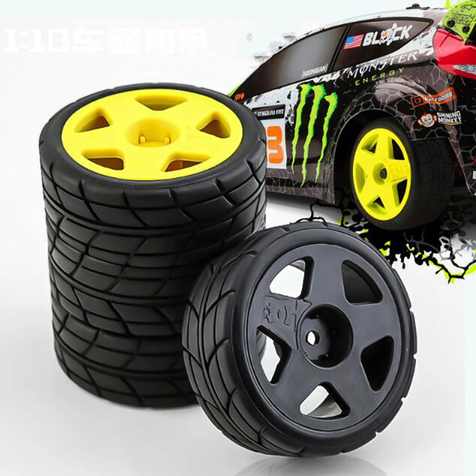 

4PCS Rubber Tires Wheel Rim for 1/10 RC Rally Car HPI Tamiya WRC Claw 43 Ken Block Fiesta Fifteen52 XV01 TT02 Accessories Parts