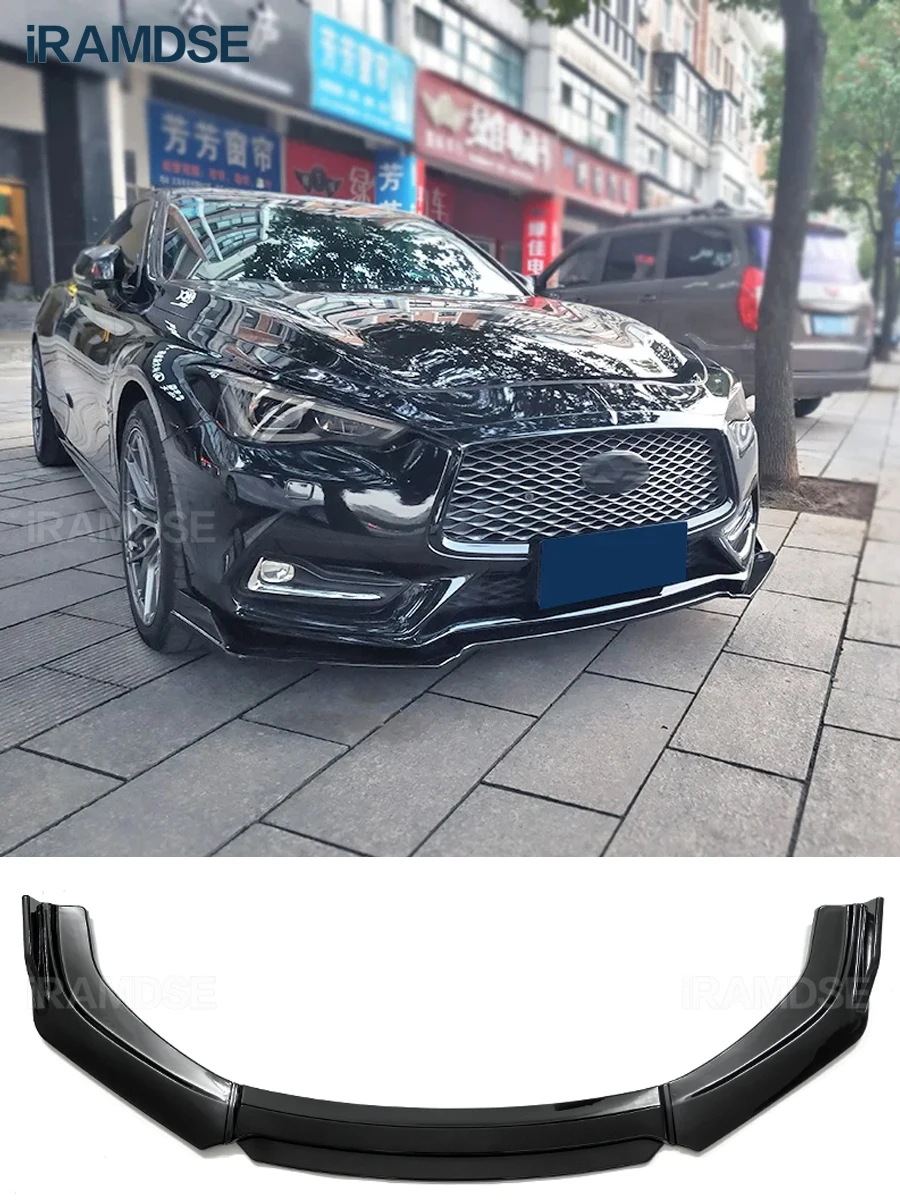 

Спойлер на передний бампер для Infiniti Q60 2016-2019, карбоновая поверхность, контрастный цвет, защитная пластина, комплект для губ, лопата для подбородка