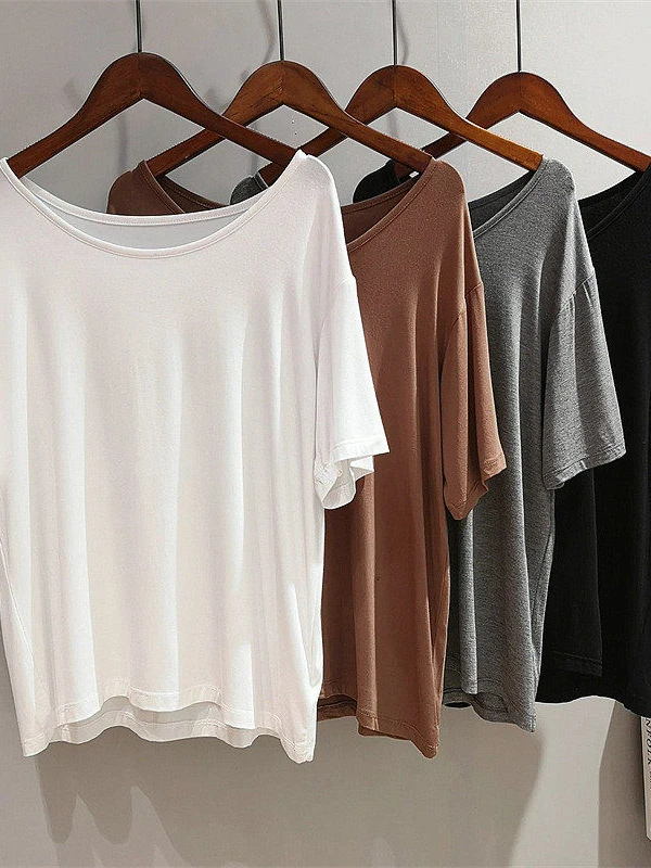 Summer Thin Modal round Neck Mask T-shirt Women Loose Short Sleeve Base Shirt Comfortable Breathable Korean Style Commute Wind