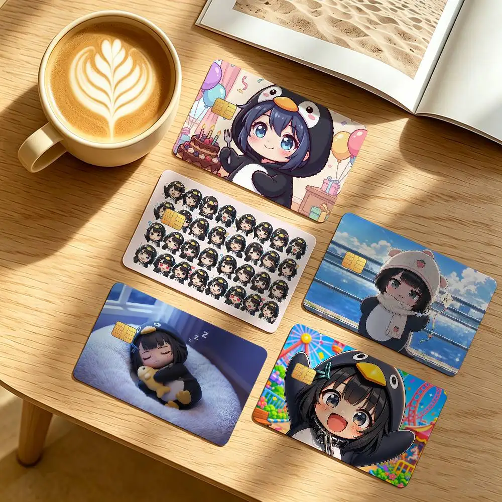 Cute Gugugaga Penguin Credit Card Public Transportation Cards Protective Sticker Waterproof Card Face Decoration 4PCS