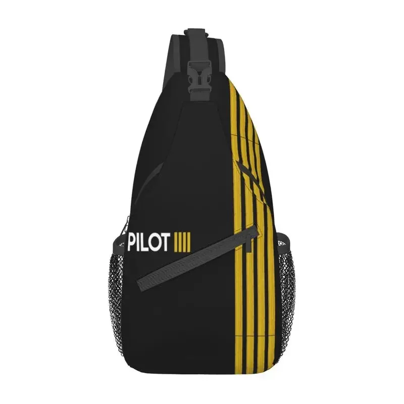 

Casual Pilot Captain Stripes Sling Crossbody Backpack Men Aviation Airplane Aviator Shoulder Chest Bags for Travel Cycling