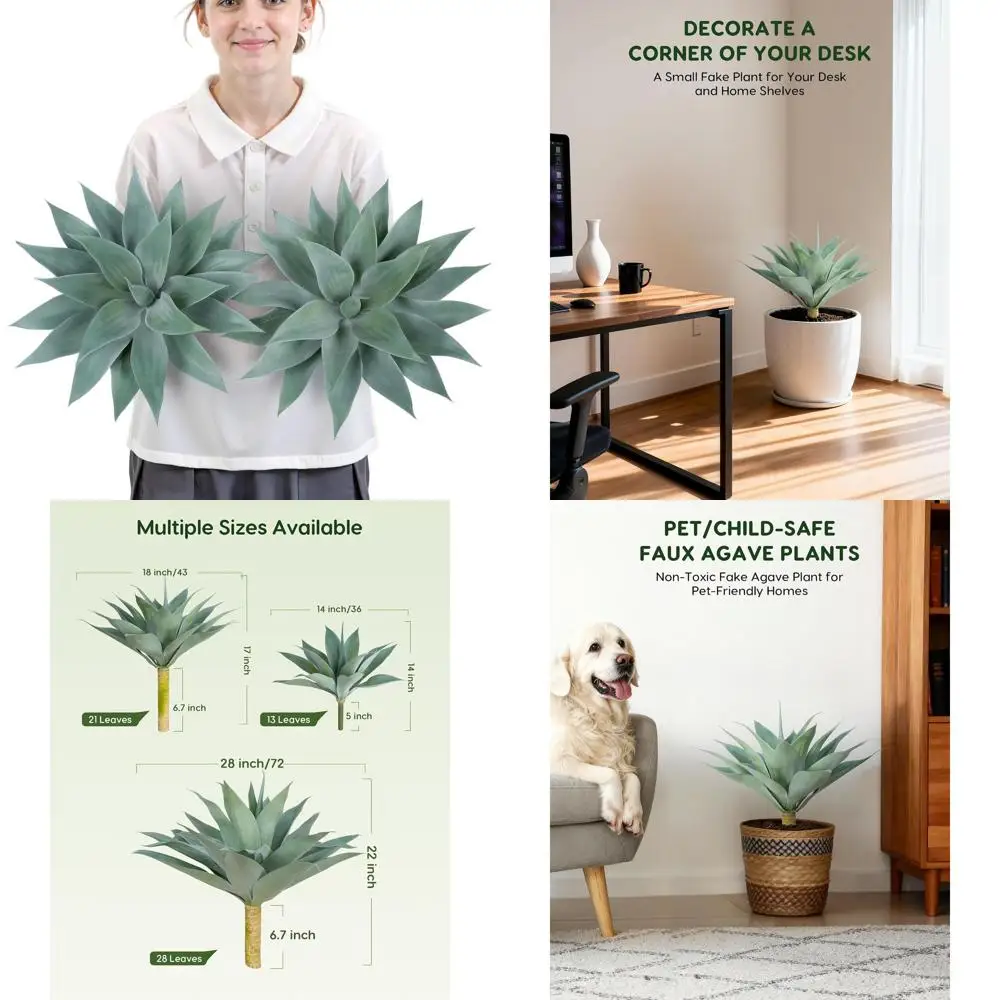 

Устойчивые к УФ-излучению маленькие синие агавы, 18 дюймов, 2 штуки в упаковке, для декора внутри и снаружи помещений