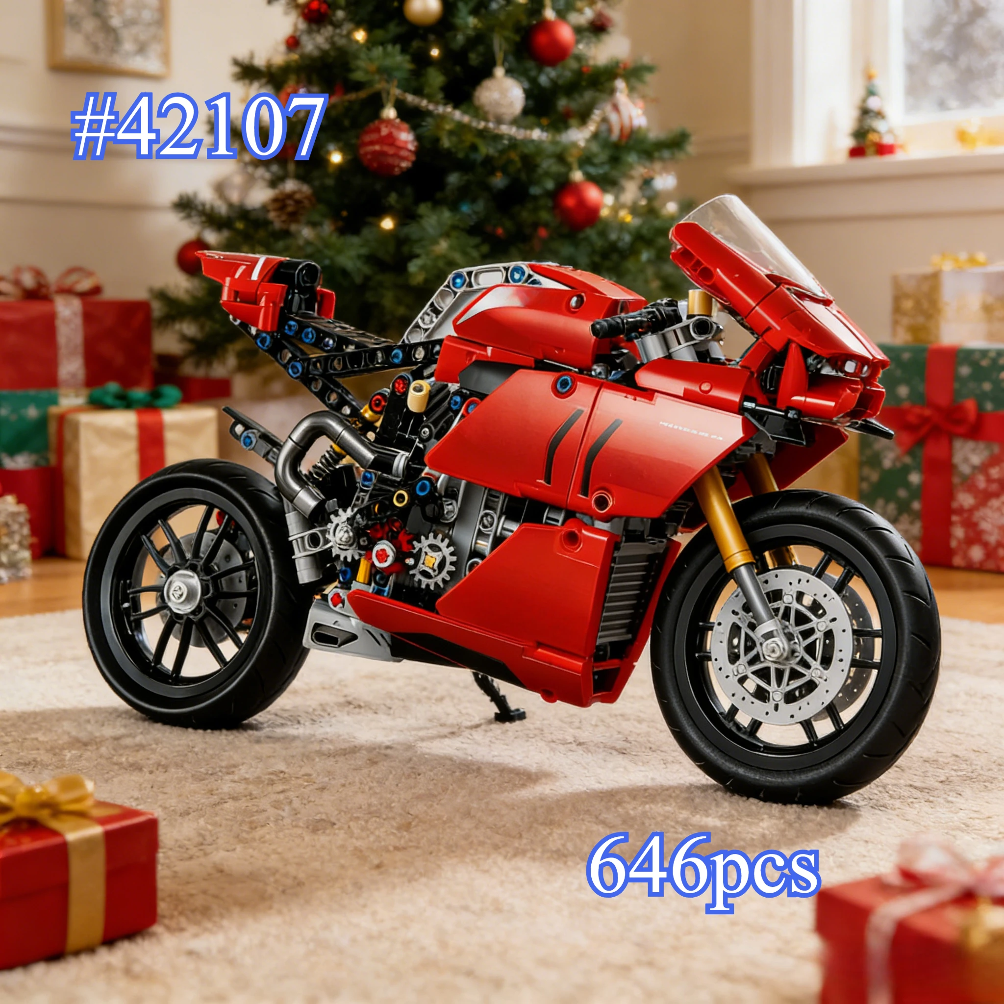 

Красный локомотив V4 R 42107 Наборы строительных блоков, подходящие для рождественских подарков, совместимые с частицами Legoed, 646 шт.