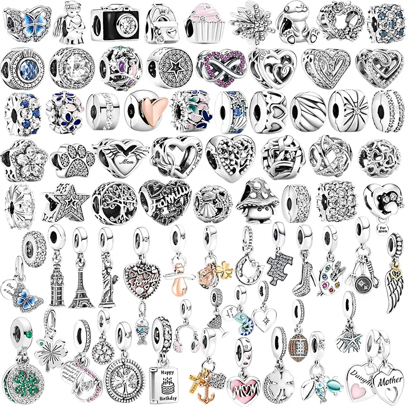 

Лидер продаж, сверкающие посеребренные очаровательные бусины, подвеска, подходит для оригинального браслета в виде змеи, ожерелье, бусины для ювелирных изделий своими руками, женский подарок