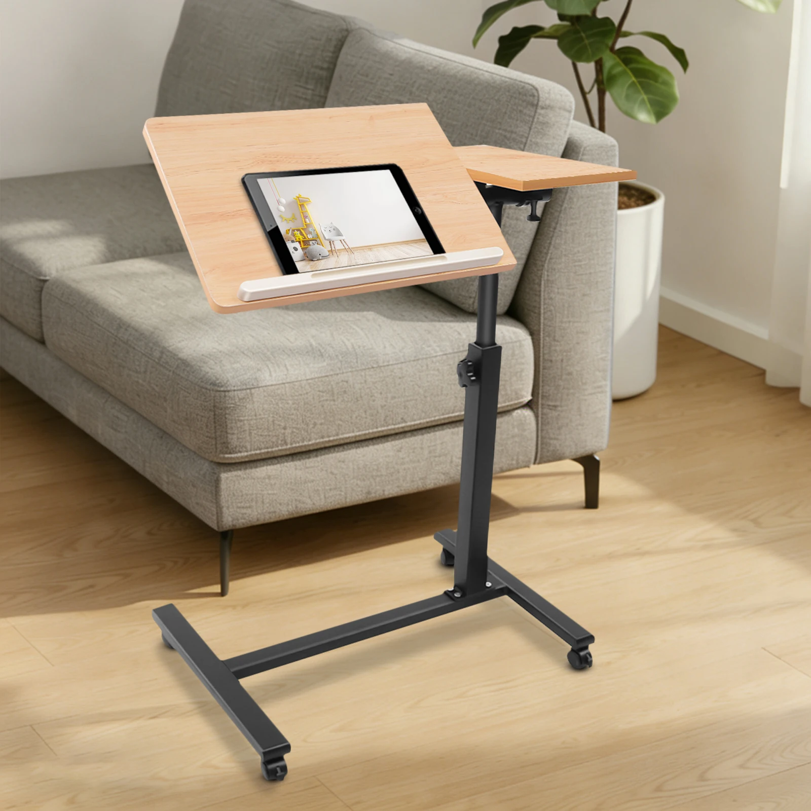 

Laptop Desk Adjustable Height Mobile Standing Desk with Dual Separate Portable Study Table Top for Home Office